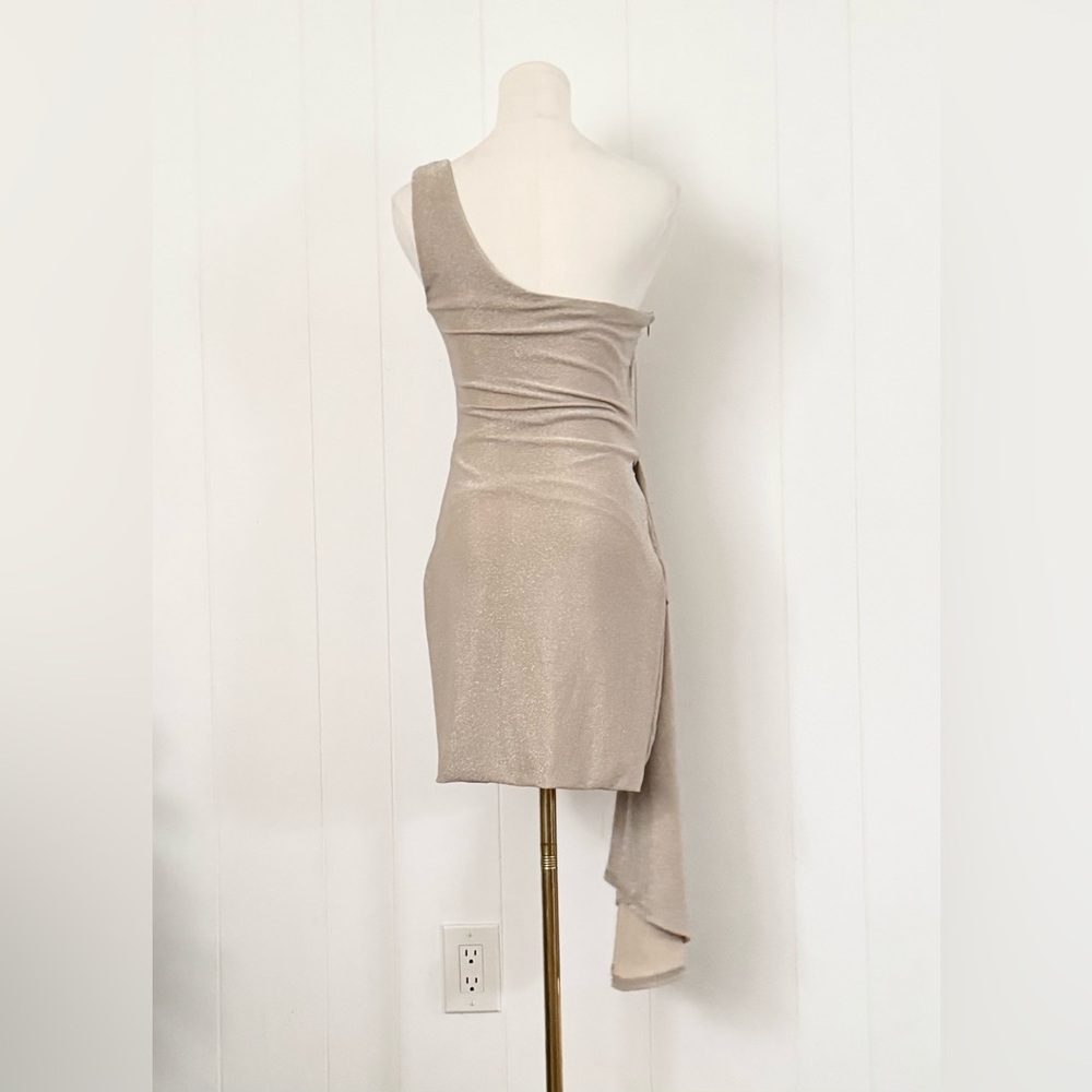 Meshki Cyrilla One Shoulder Mini Shimmery Dress Size Medium - Picture 5 of 12